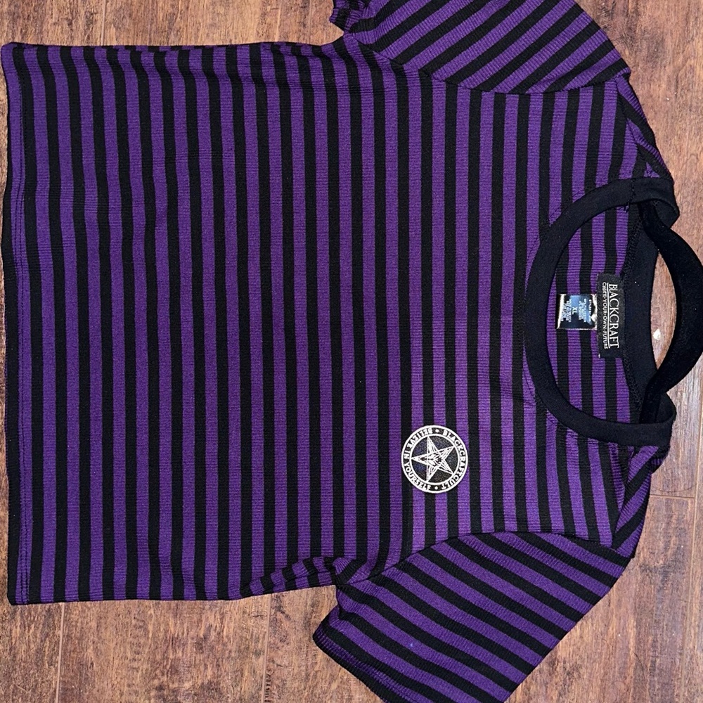 Black and Purple Striped Kids Shirt